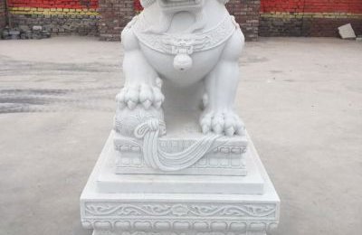 2米中式汉白玉狮子雕塑