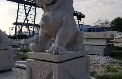 1米6高芝麻灰大理石石雕狮子